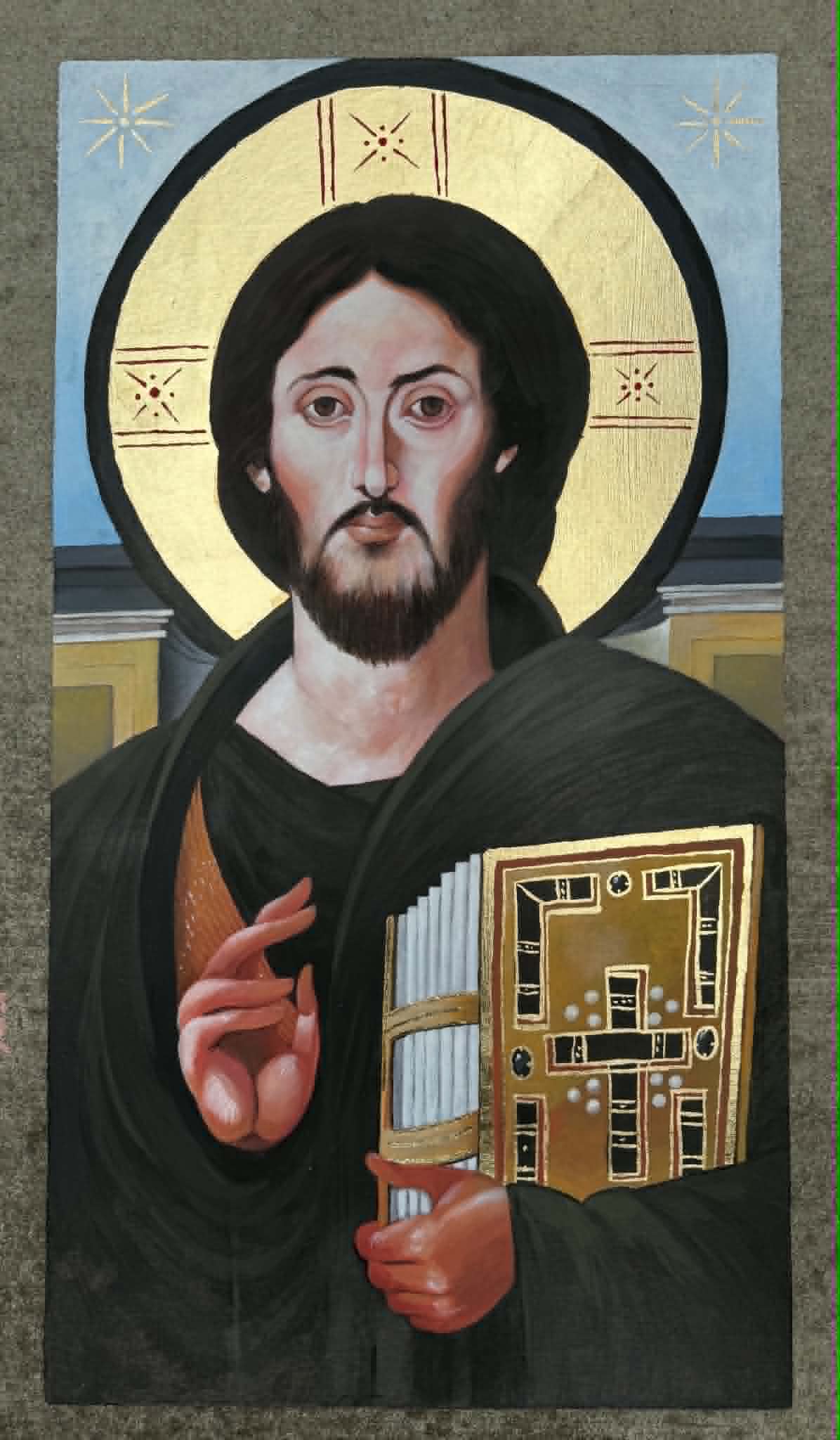 Icon of a Saint with a halo holding a book